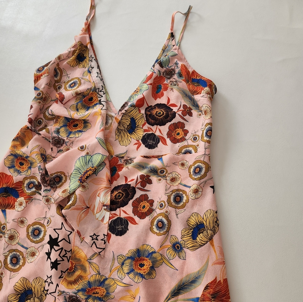 Topshop Star & Floral ruffle wrap dress